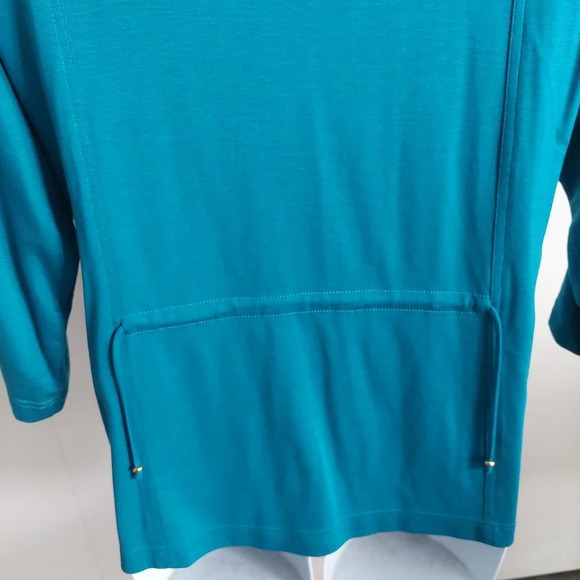 ST.JOHN Turquoise Jersey Zip up  lightweight Jacket cinched waist  Small - Picture 7 of 10